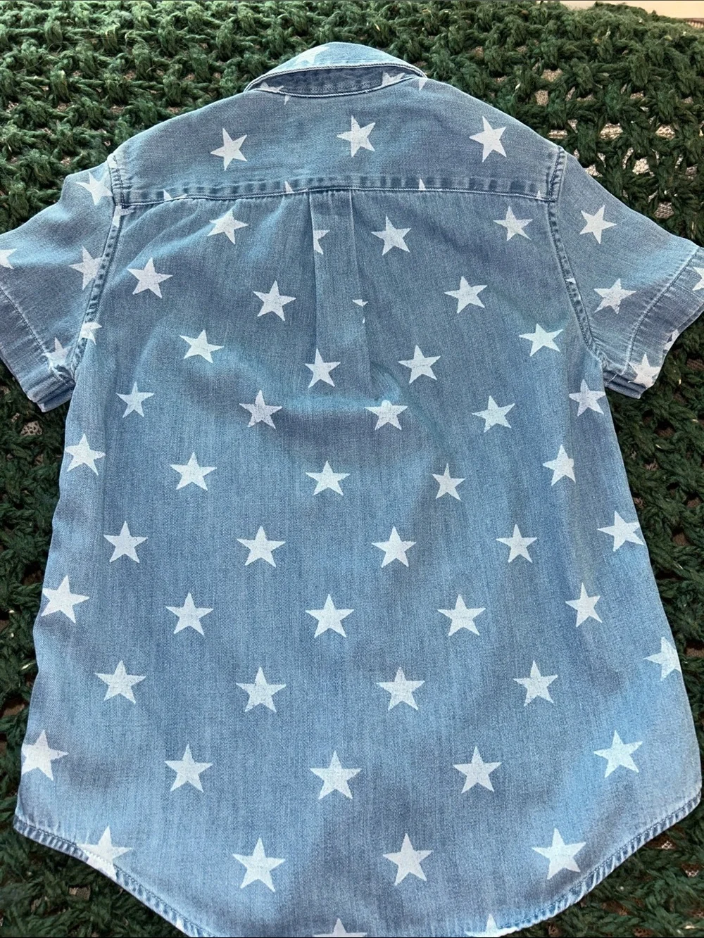 Ralph Lauren Blue Denim Star-Print Button-Down Shirt